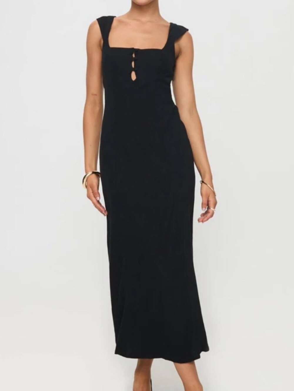 Princess Polly Chosen Girl Linen Midi Dress Black